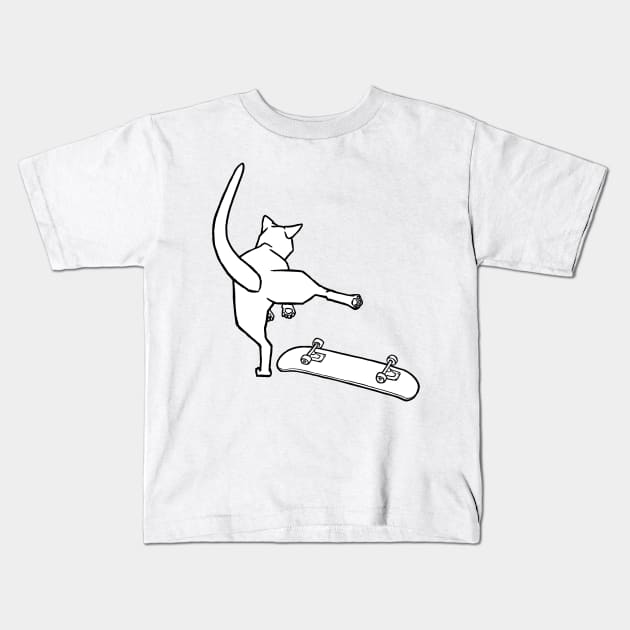 Kickflip Meow Kids T-Shirt by myweirdbrain